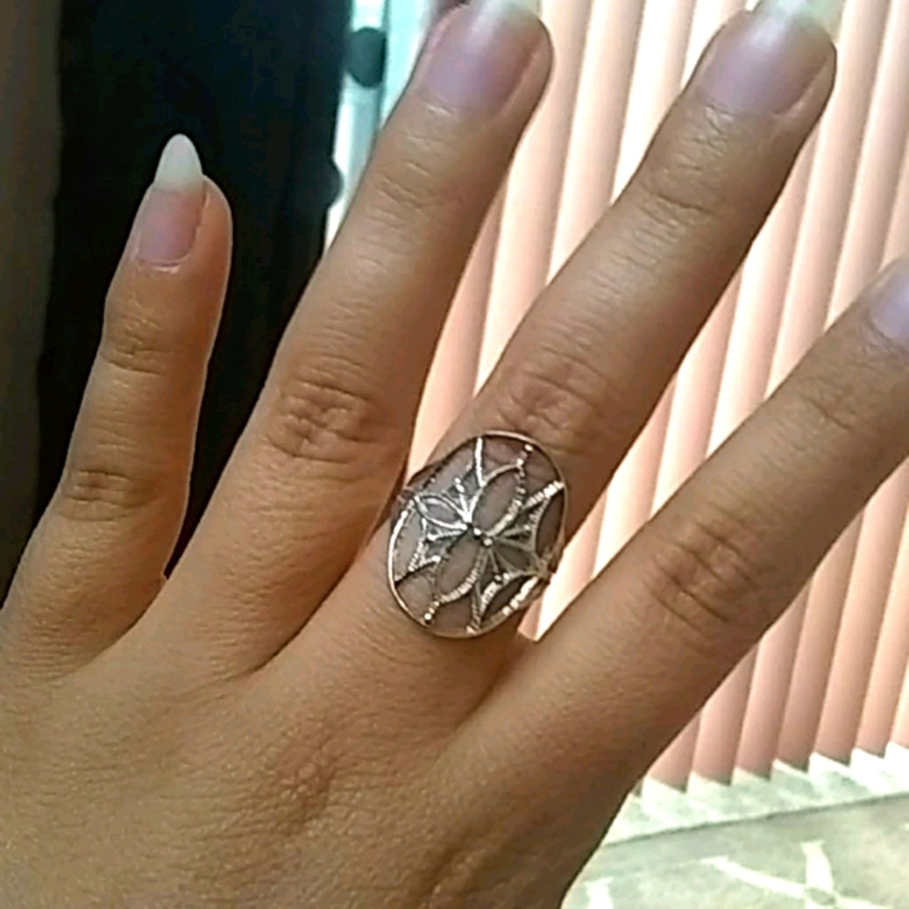 Sterling Solid Silver 925 Geometric Ring - image 1